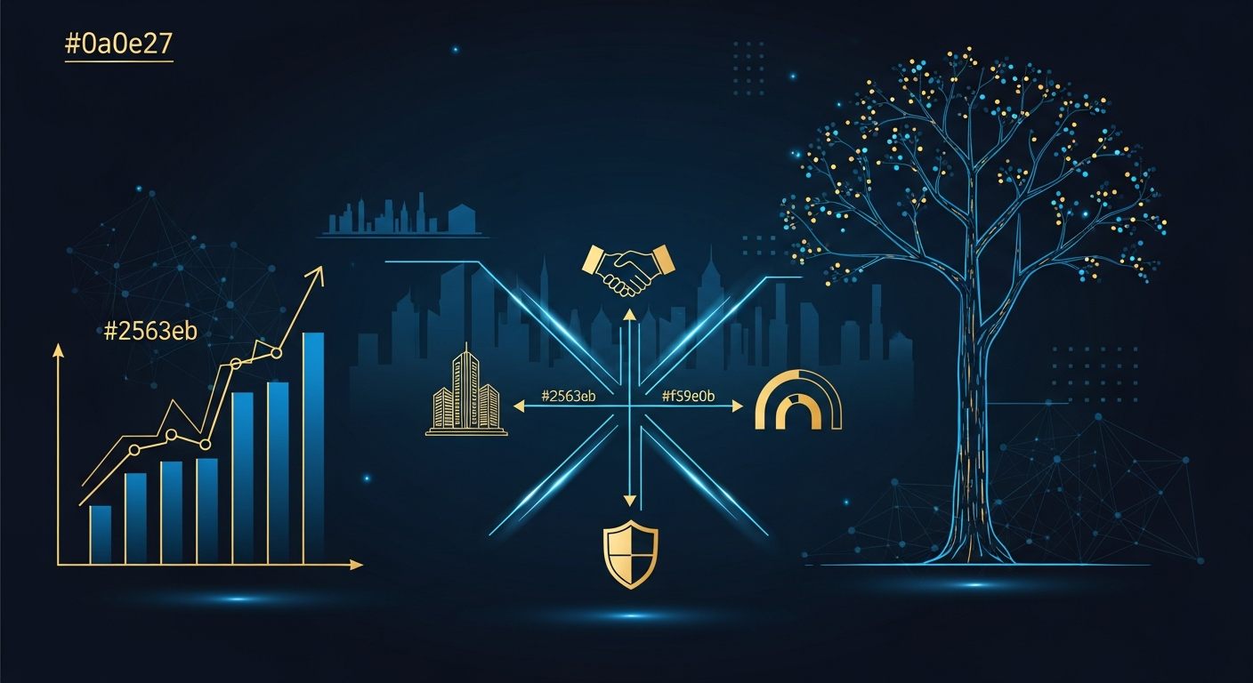AI agency roll-up wave 2026 hero illustration — strategic decision tree showing four survival paths for agency owners as PE-backed agentic acquirers compress multiples