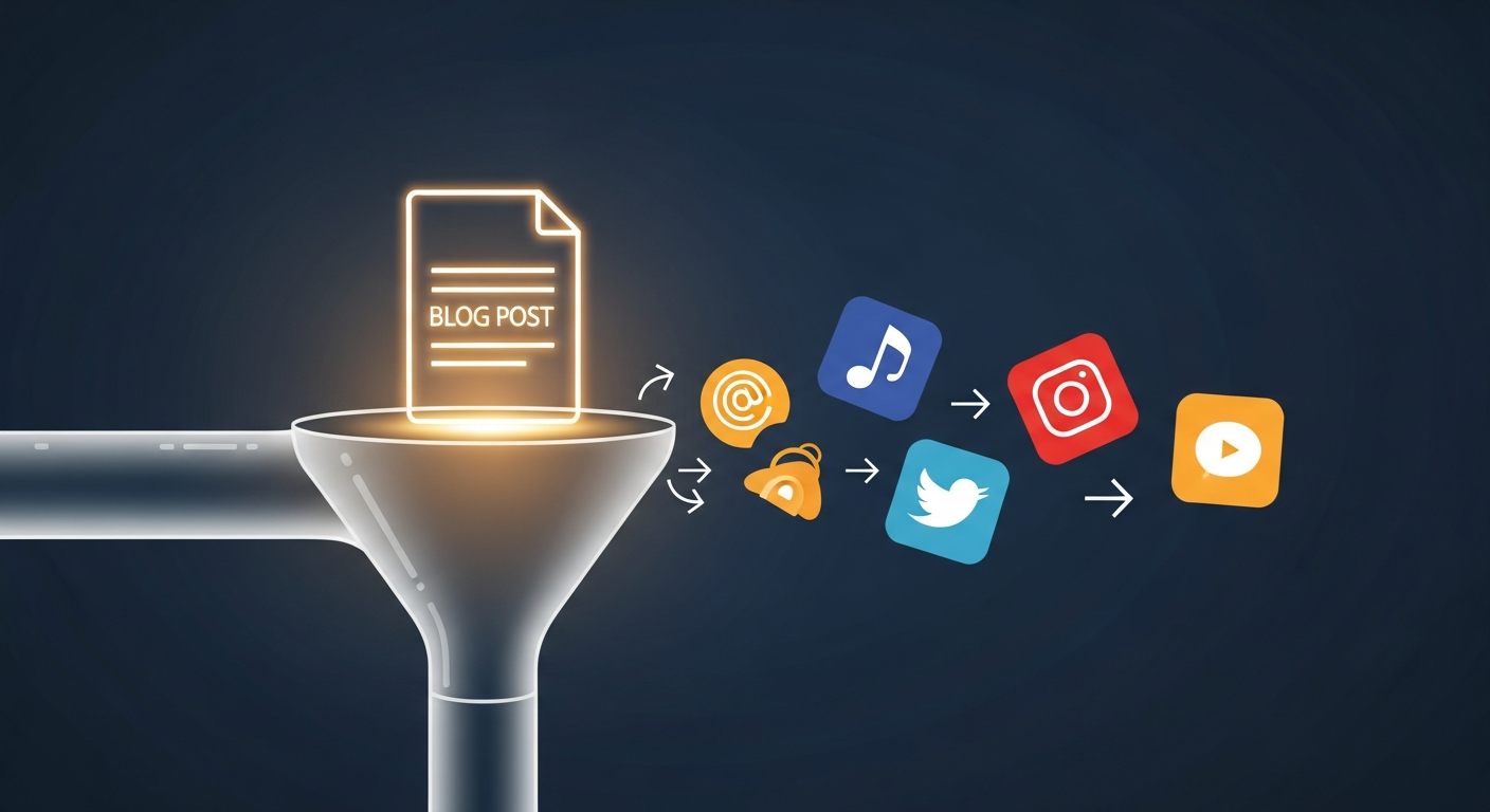Blog post transforming into multiple social media posts through an automated content pipeline