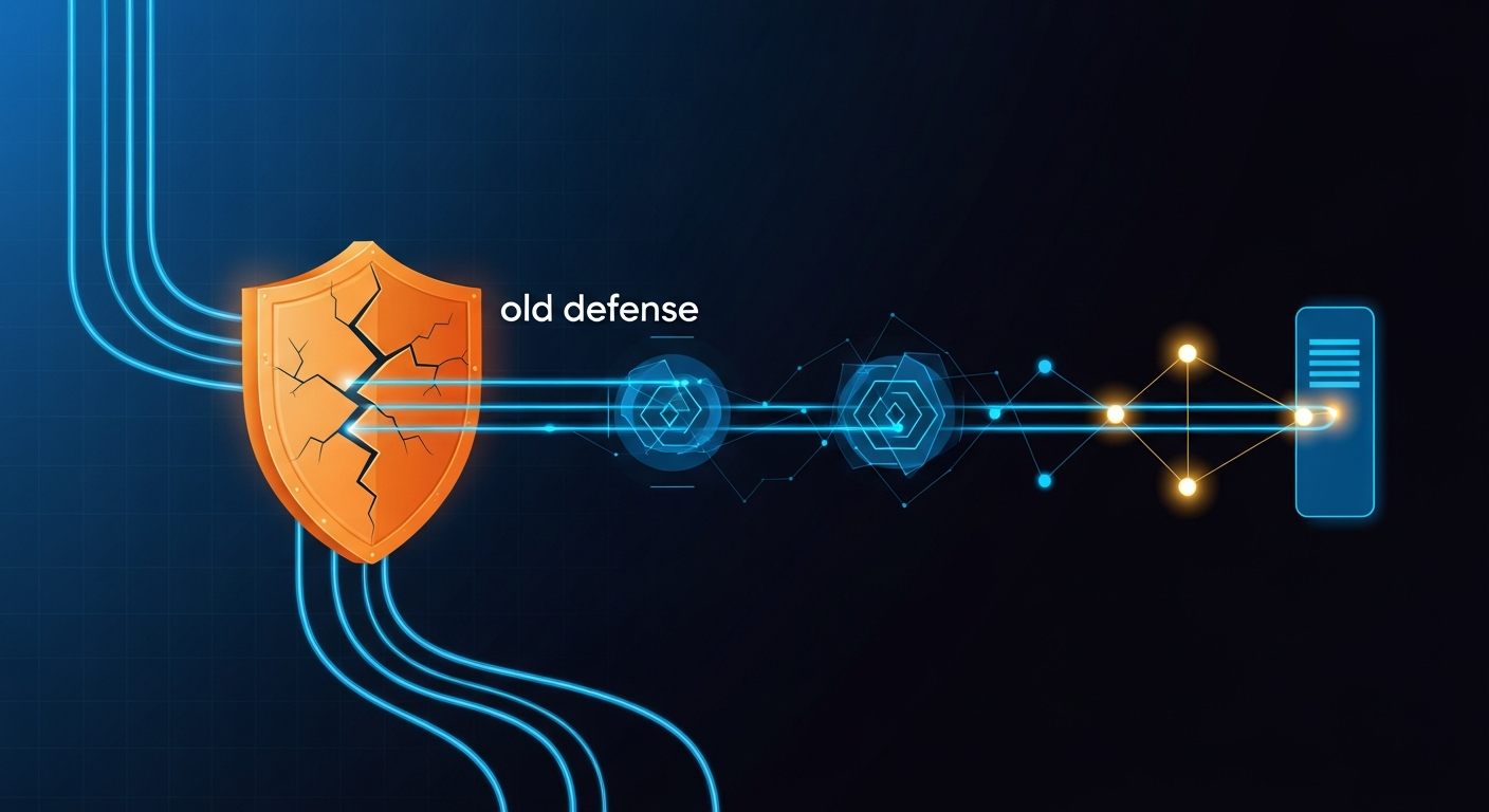 Editorial illustration on dark background showing a FlareSolverr shield cracking while two newer tools labeled Byparr and Scrapling route traffic around a Cloudflare Turnstile challenge, with blue and gold data streams representing successful requests